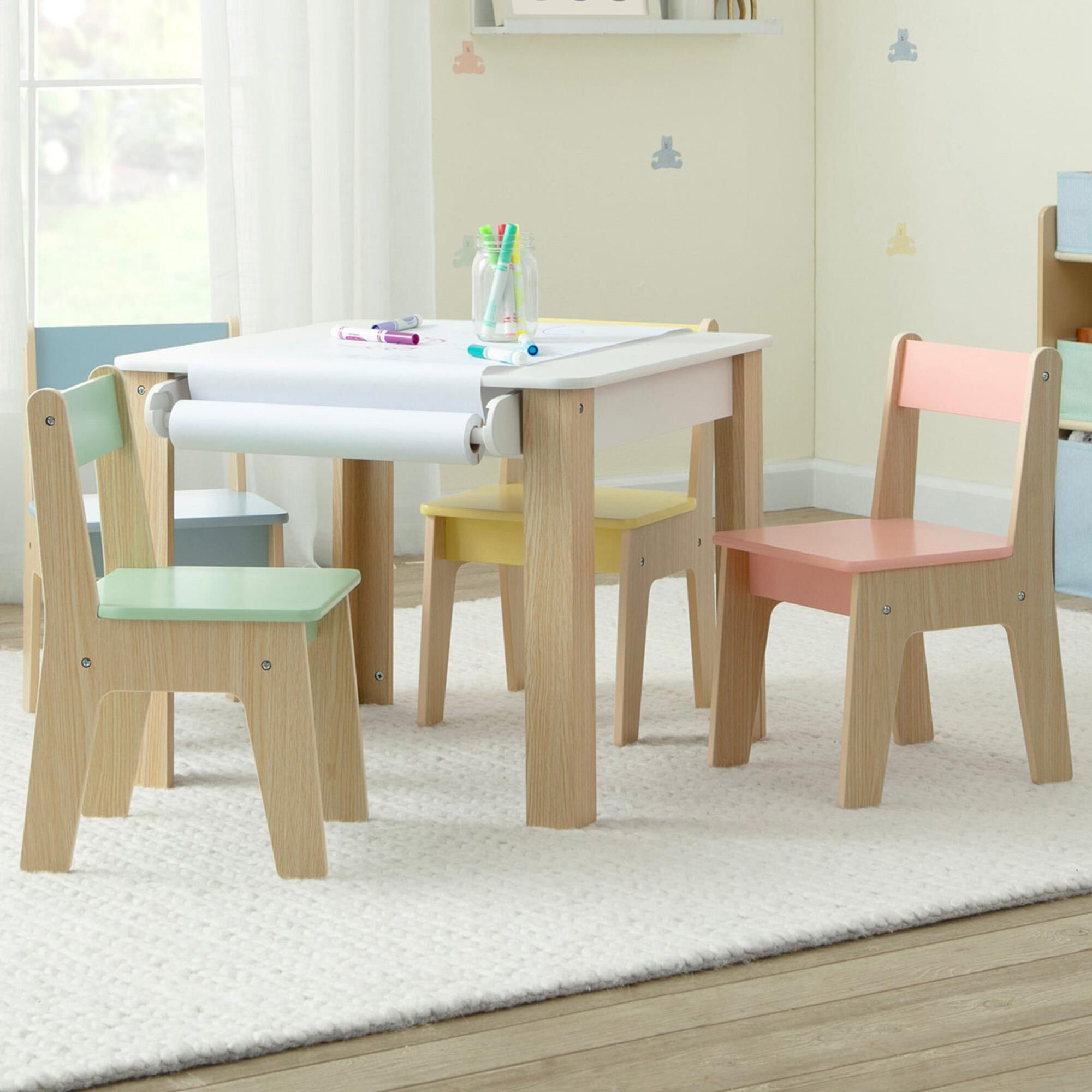 Delta Children GapKids 5-Piece Table and Chair Set with Paper Roll