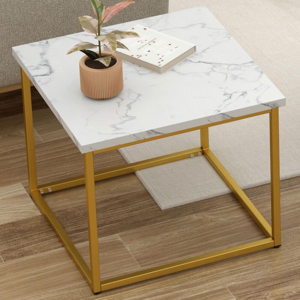Golden Wave Furniture Driscoll End Table in Gray, White and Gold, , large