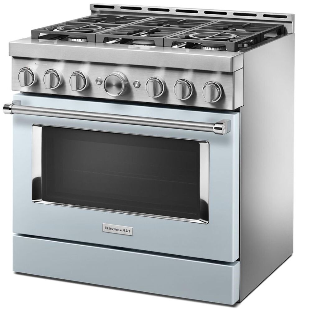 KitchenAid 36&quot; Professional Dual Fuel Range in Misty Blue, , large