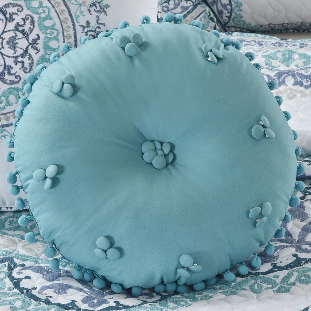 J. Queen New York Afton 12&quot; Round Throw Pillow in Blue, , large