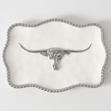 Pampa Bay Longhorns Small Tray in White and Silver, , large
