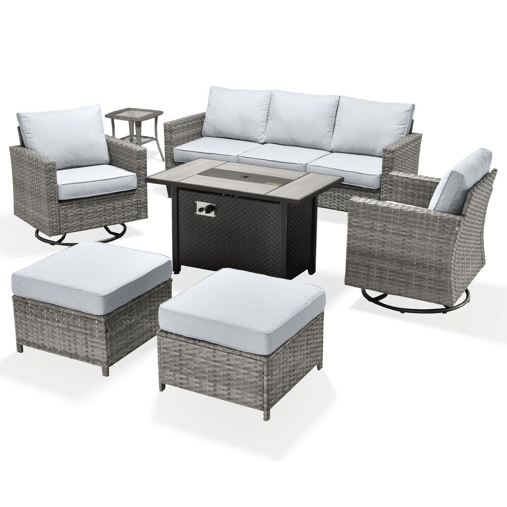 HOMLUX 7 Piece Outdoor Patio Set in Gray, , large