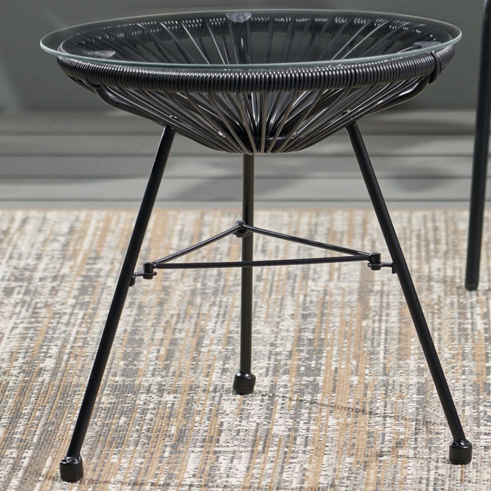 Hearth and Haven Nusa Round Patio Side Table in Black and Clear, , large