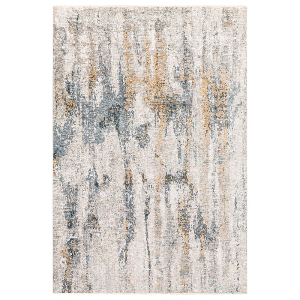 Surya Cardiff CDF-2306 Medium Gray, Light Blue, Mustard and Dark Blue 6'7" x 9'6" Area Rug, , large