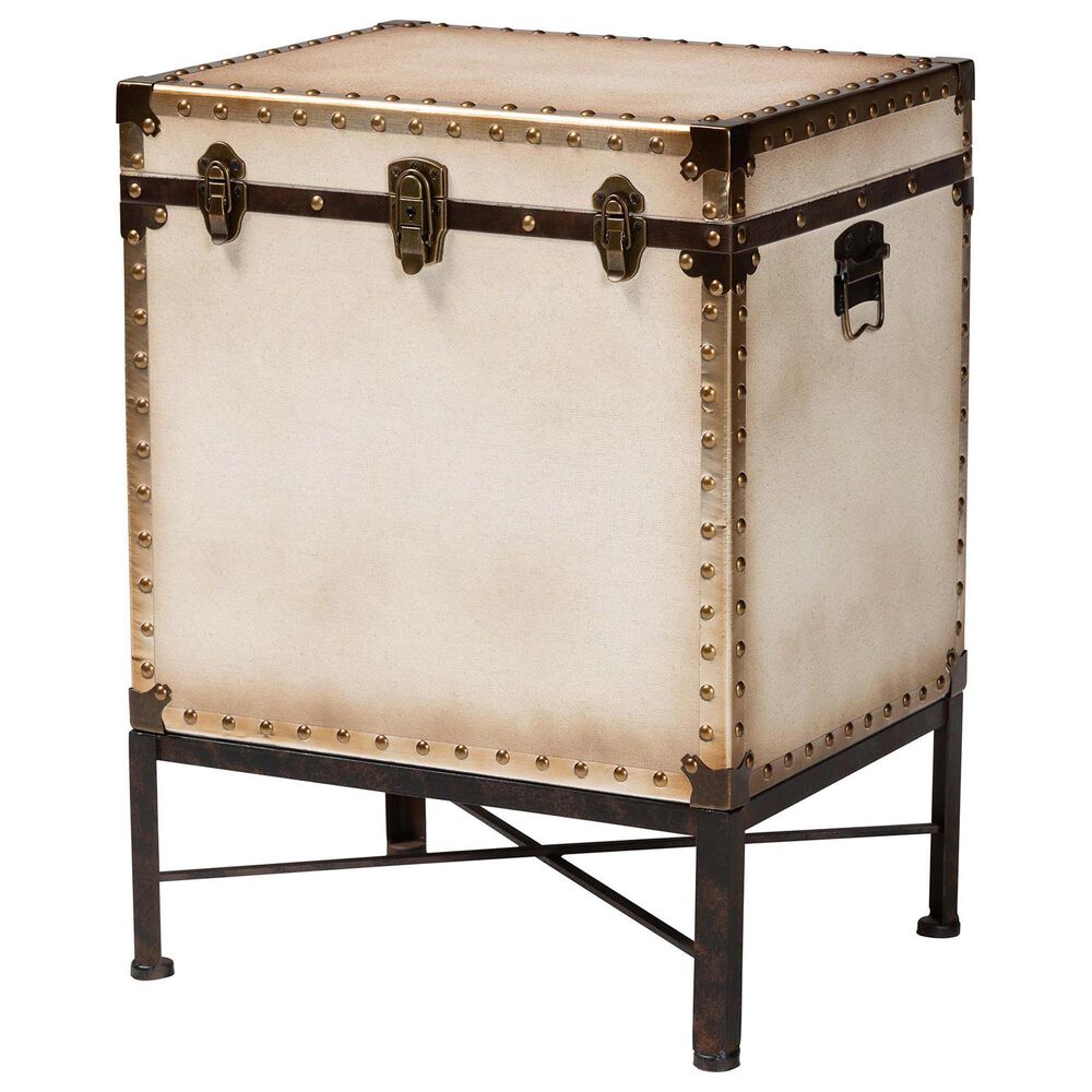 Baxton Studio Laura Lift-Top Trunk End Table in White, , large