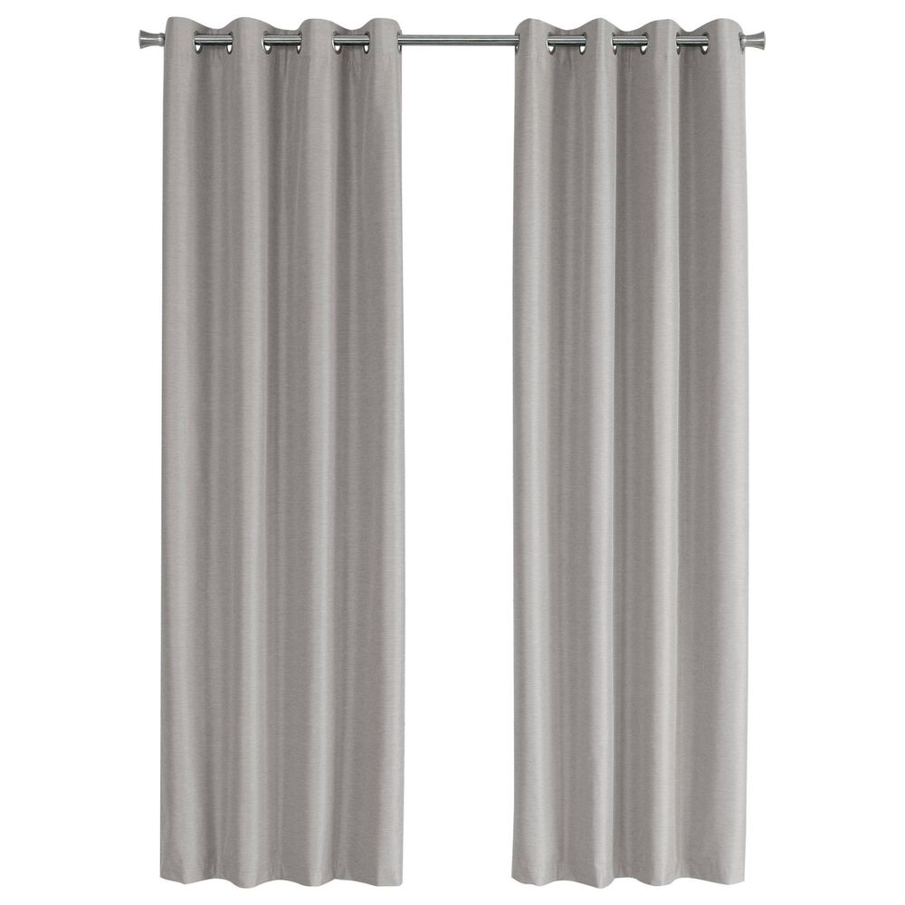 Monarch Specialties 52" x 84" Curtain Panel in Silver Solid Blackout (Set of 2), , large