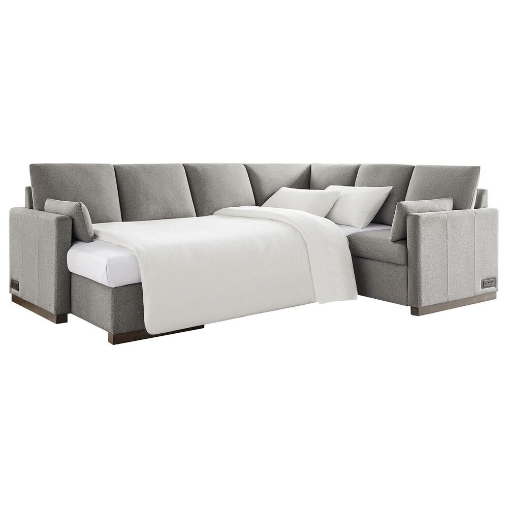 Lifestyle Solutions Edgewood Stationary Convertible Sleeper Sectional in Light Gray, , large