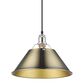 Golden Lighting Orwell 1-Light Wide Large Pendant with Aged Brass Shade in Chrome, , large