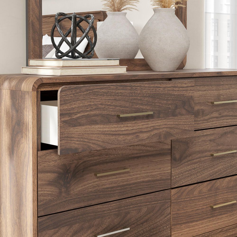 Ashley Fortlorn 4-Piece King Bedroom Set in Walnut Brown LED Light, , large