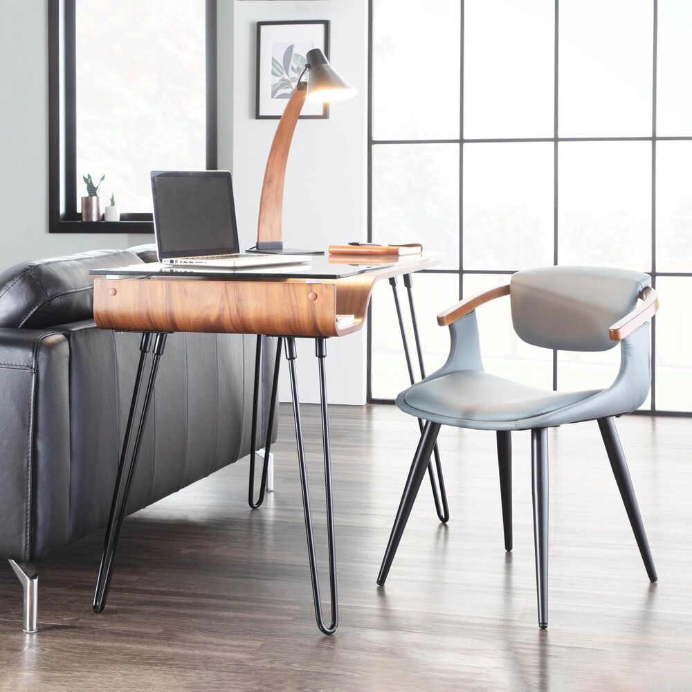 Lumisource Avery Writing Desk in Black, Walnut and Clear, , large