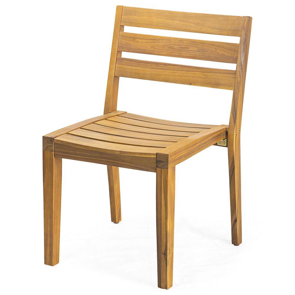 Hearth and Haven 3-Piece Outdoor Bistro Set with Round Table in Teak, , large
