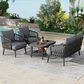 Hearth and Haven 4-Piece Patio Conversation Set with Gray Cushion in Black, , large
