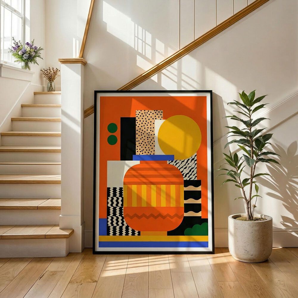 HOMLUX 24" x 18" Geometric Canvas Art in Multicolor, , large