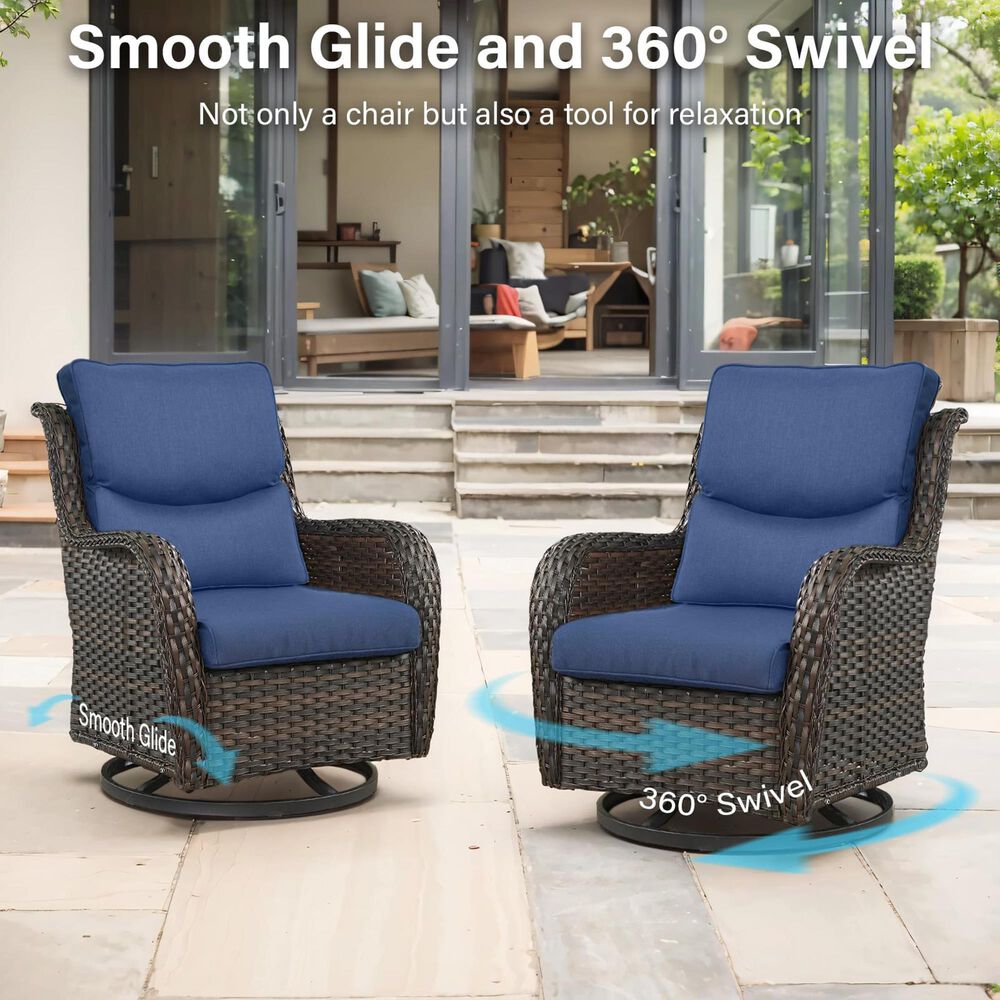 Sunwell Garden Carolina Patio Swivel Glider Chair in Blue (Set of 2), , large