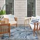Nourison Garden Oasis Ivory and Navy 4" x 6" Indoor/Outdoor Area Rug, , large