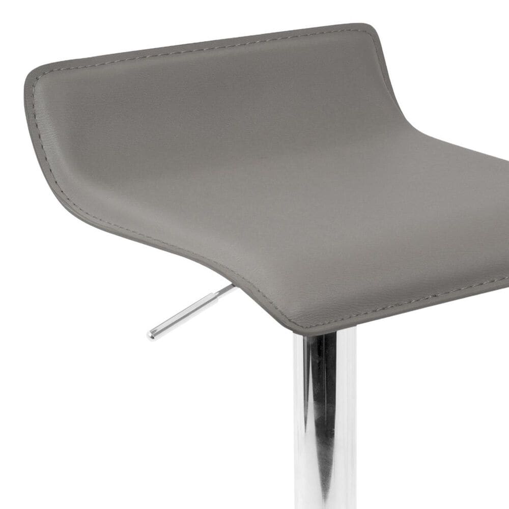 Lumisource Ale Swivel Adjustable Barstool with Grey Seat in Chrome &#40;Set of 2&#41;, , large