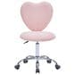 Impressions Vanity Heart Linen Swivel Vanity Chair with Pink Cushion in Matte Silver, , large