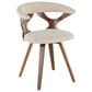 LumiSource Gardenia Swivel Arm Chair with Cream Upholstered in Walnut, , large