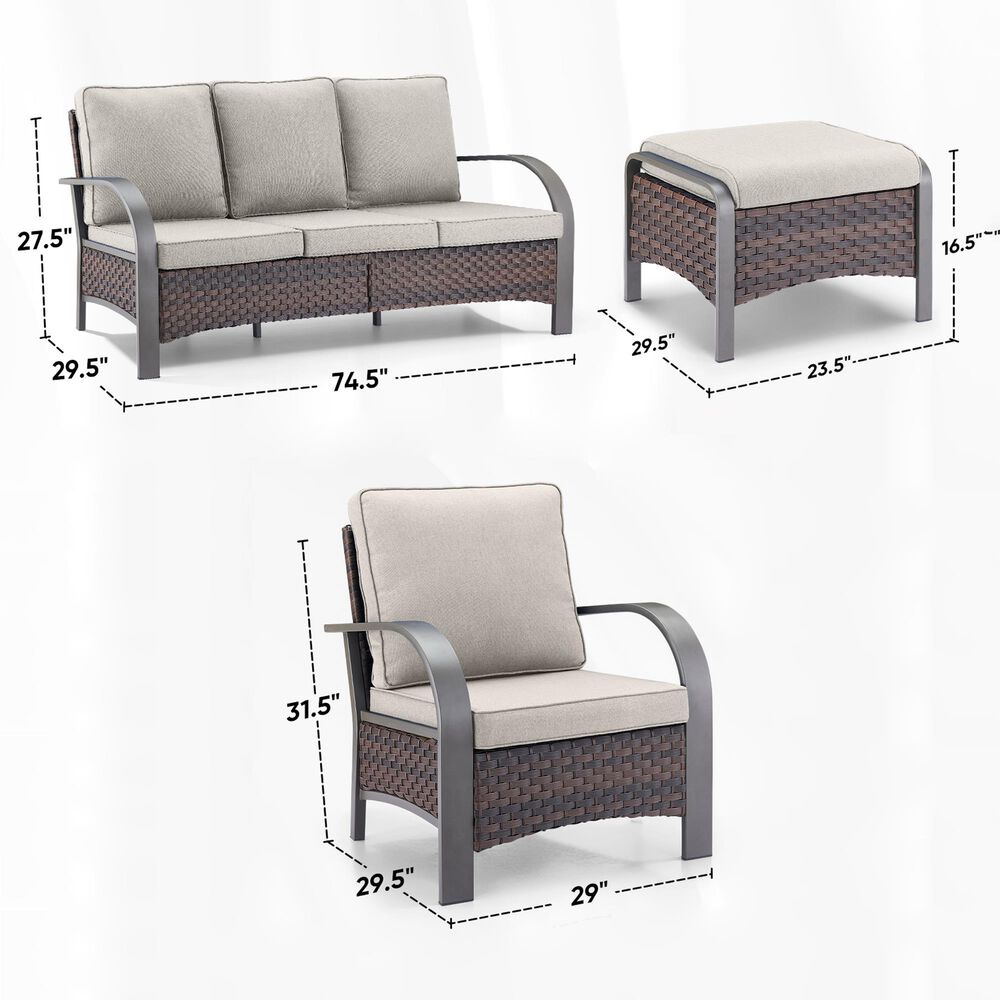 Sunwell Garden 5-Piece Patio Conversation Set with 2 Arm Chairs in Navy, , large