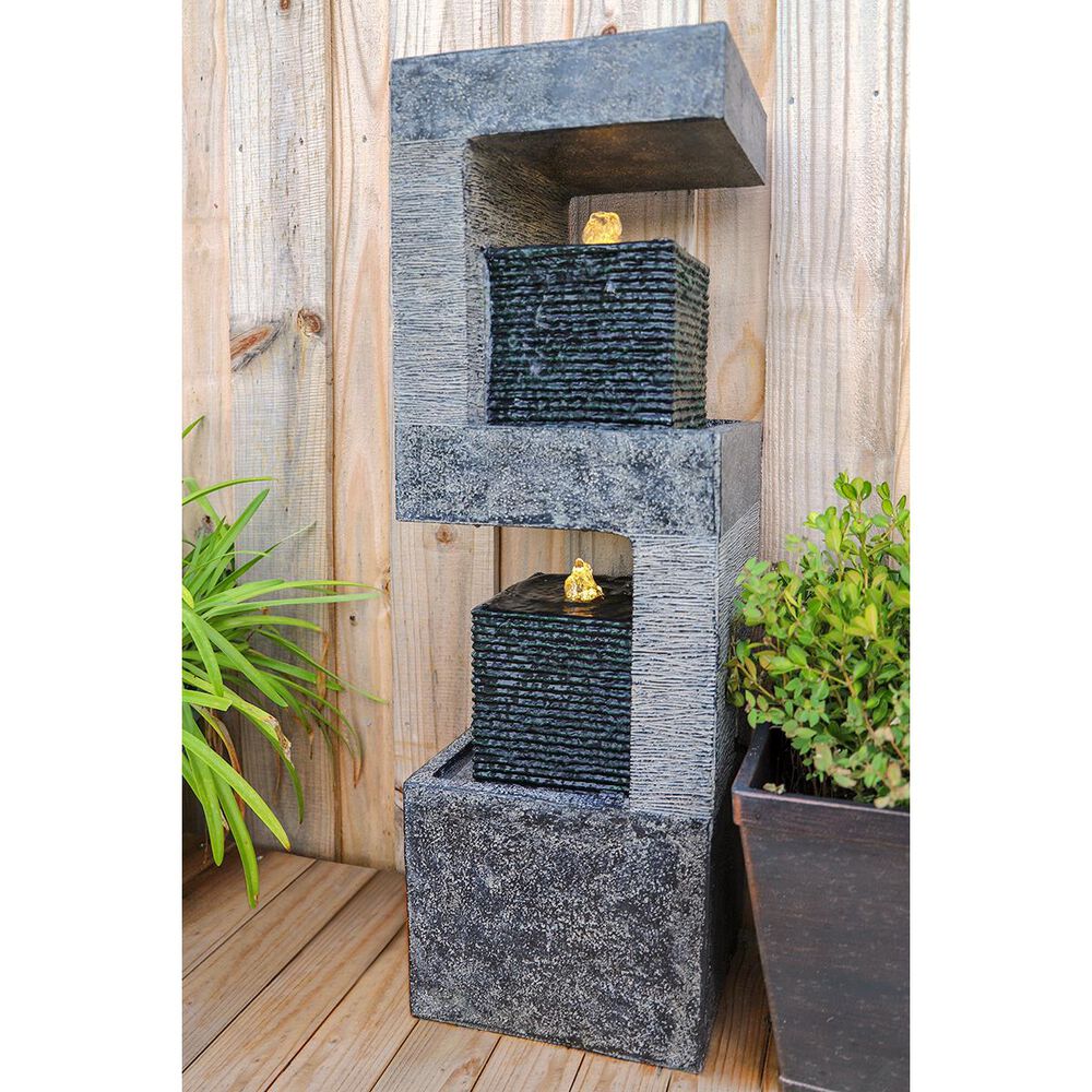 Kenroy Flame Floor Fountain in Black, Grey and Cream, , large