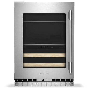 KitchenAid 4.8 Cu. Ft. Left Hinge Beverage Center with Wood Front Racks in PrintShield Stainless Steel, , large