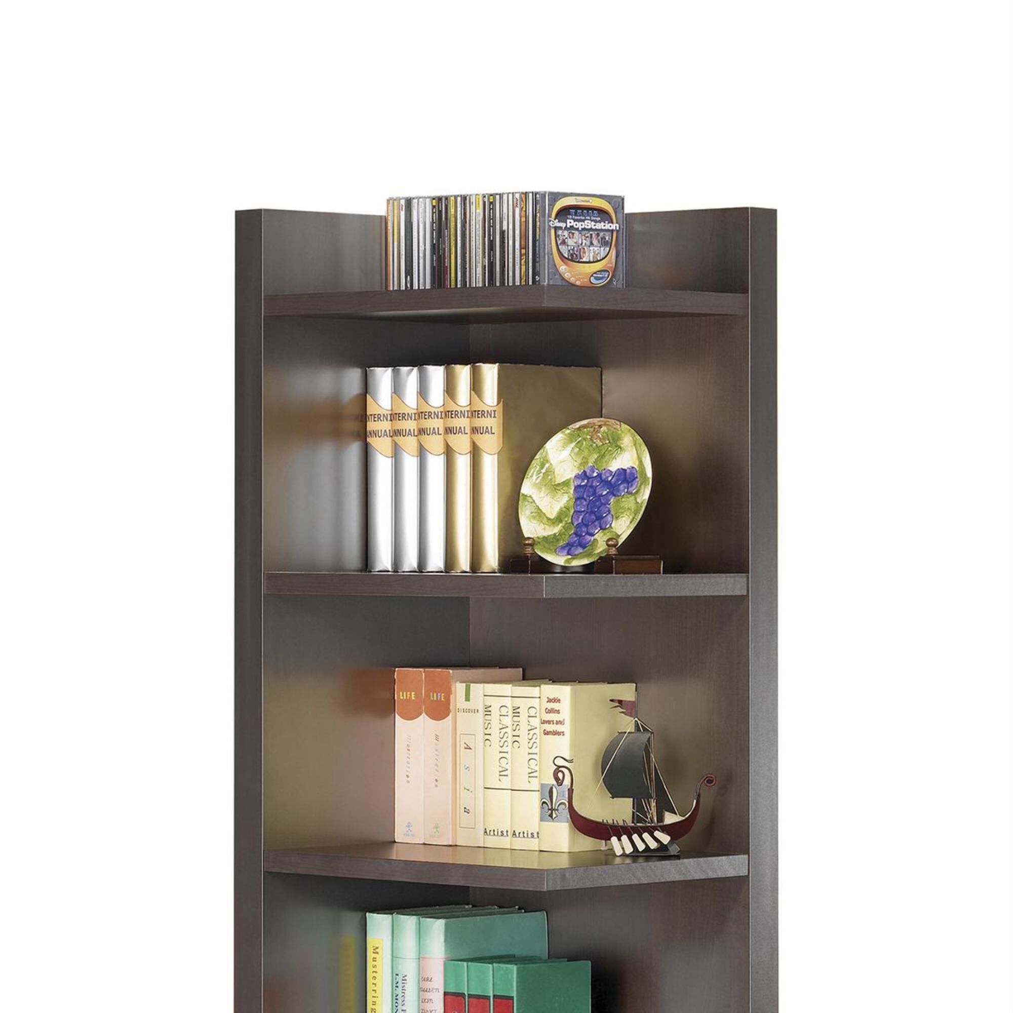 Coaster furniture 800270 corner bookcase with open side in cappuccino new arrivals