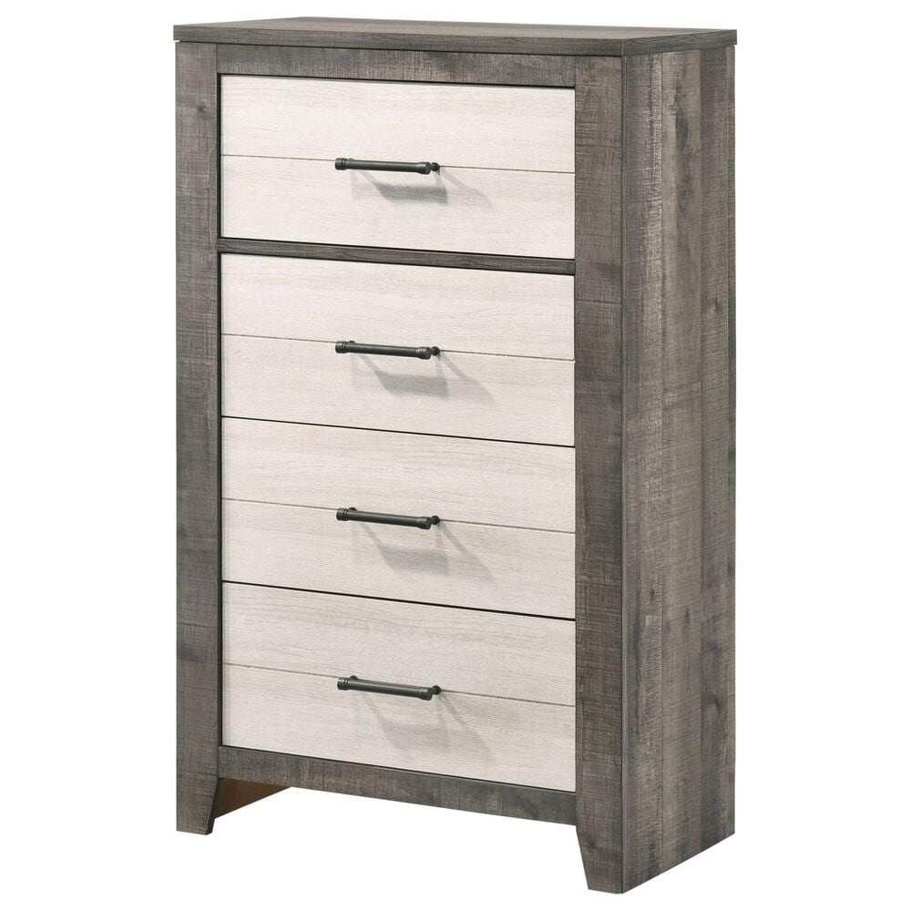 Crown Mark Rhett 5-Piece King Platform Bedroom Set in Gray and White, , large