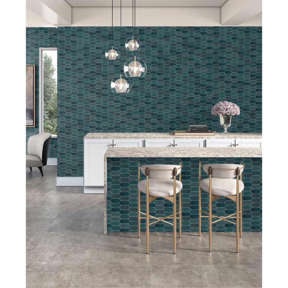 Dal-Tile Miramo Horizon 2&quot; x 5&quot; Picket Undulated on 12.25&quot; x 11.125&quot; Ceramic Mosaic Sheet, , large