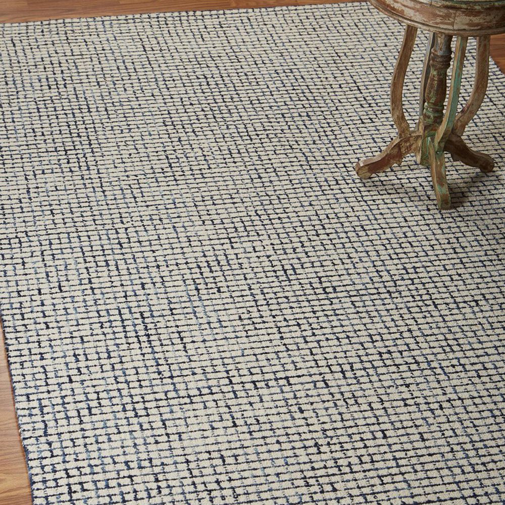 L&amp;R Resources Criss Cross Navy and Ivory 5' x 7'9" Area Rug, , large