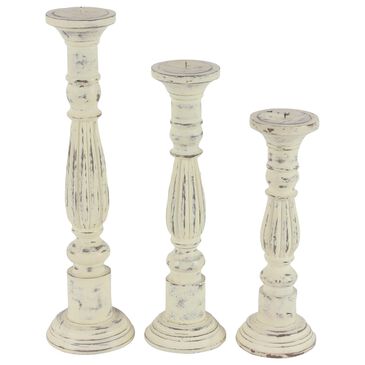 Maple and Jade 21" Candle Holder in Distressed White (Set of 3), , large