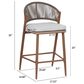 Hearth and Haven 26" Outdoor Counter Stool with Teak Frame in Light Gray (Set of 2), , large