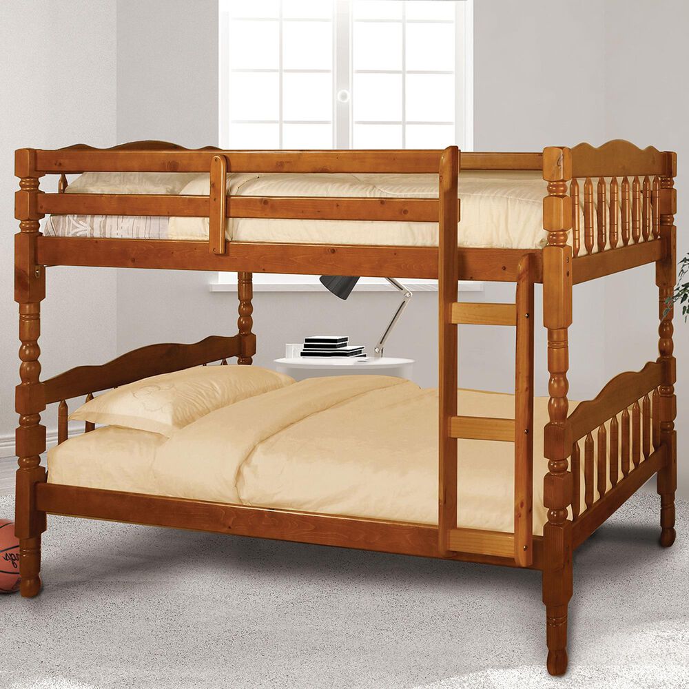 Furniture of America Cannon Twin Over Twin Bunk Bed in Oak, , large