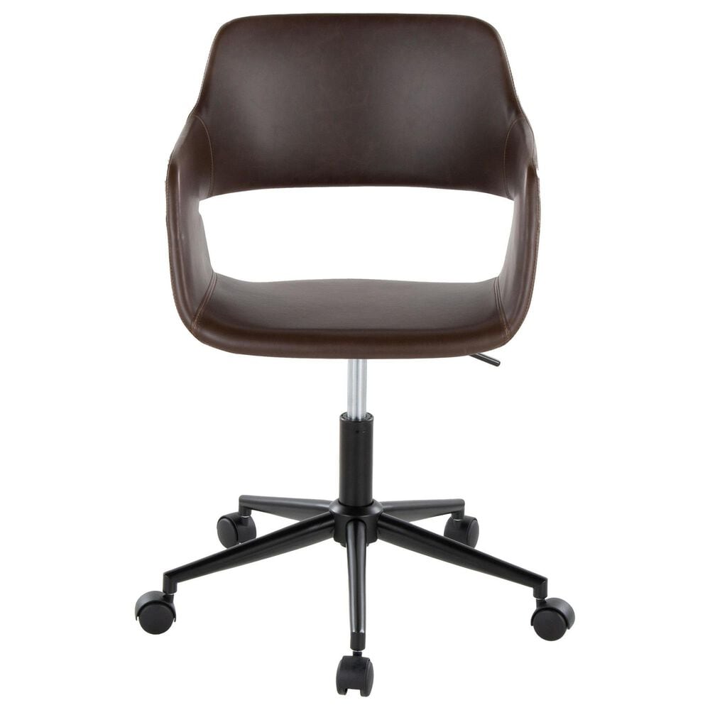 Lumisource Margarite Task Chair with Espresso Faux Leather Cushion in Black, , large