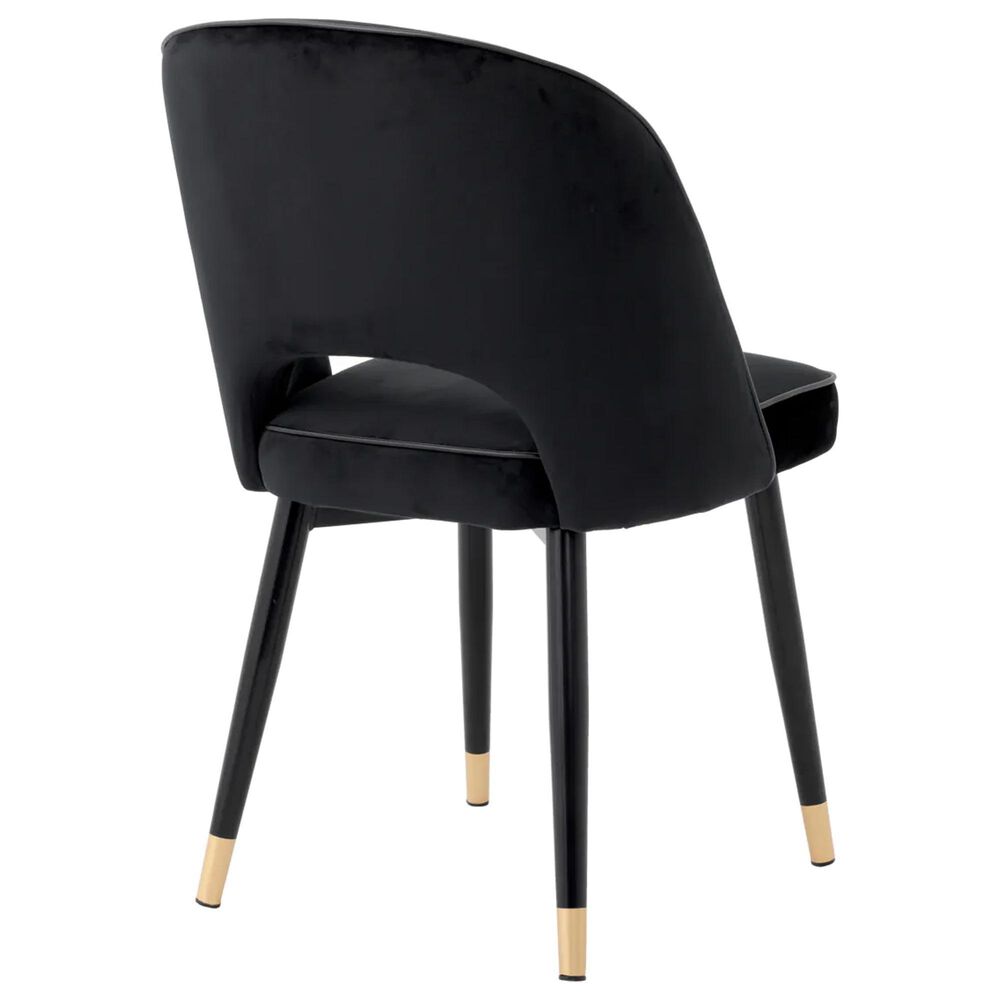 Eichholtz Cliff Upholstered Dining Side Chair in Roche Black Velvet, , large
