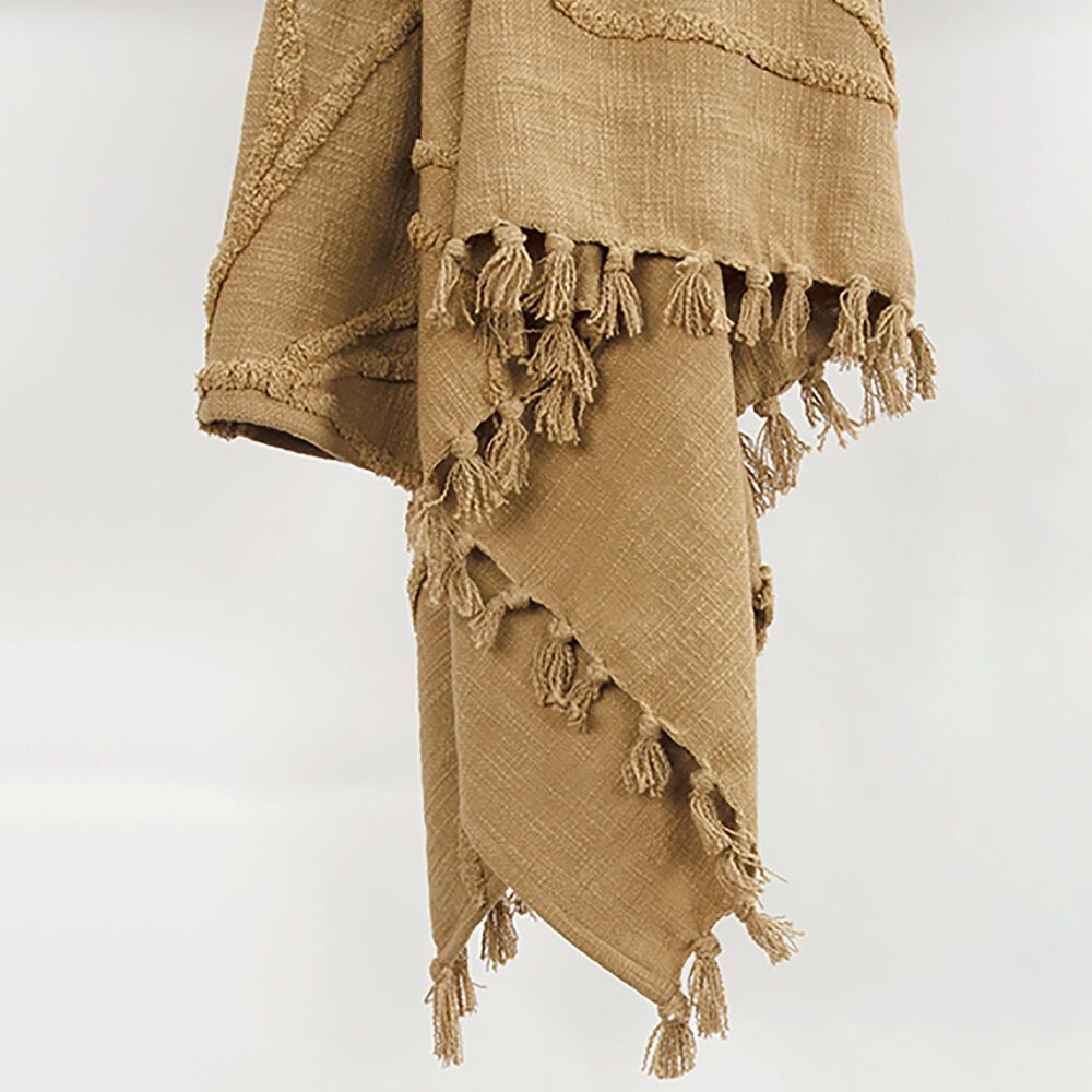 Rizzy Home 50&quot; x 60&quot; Botanical Throw in Camel, , large