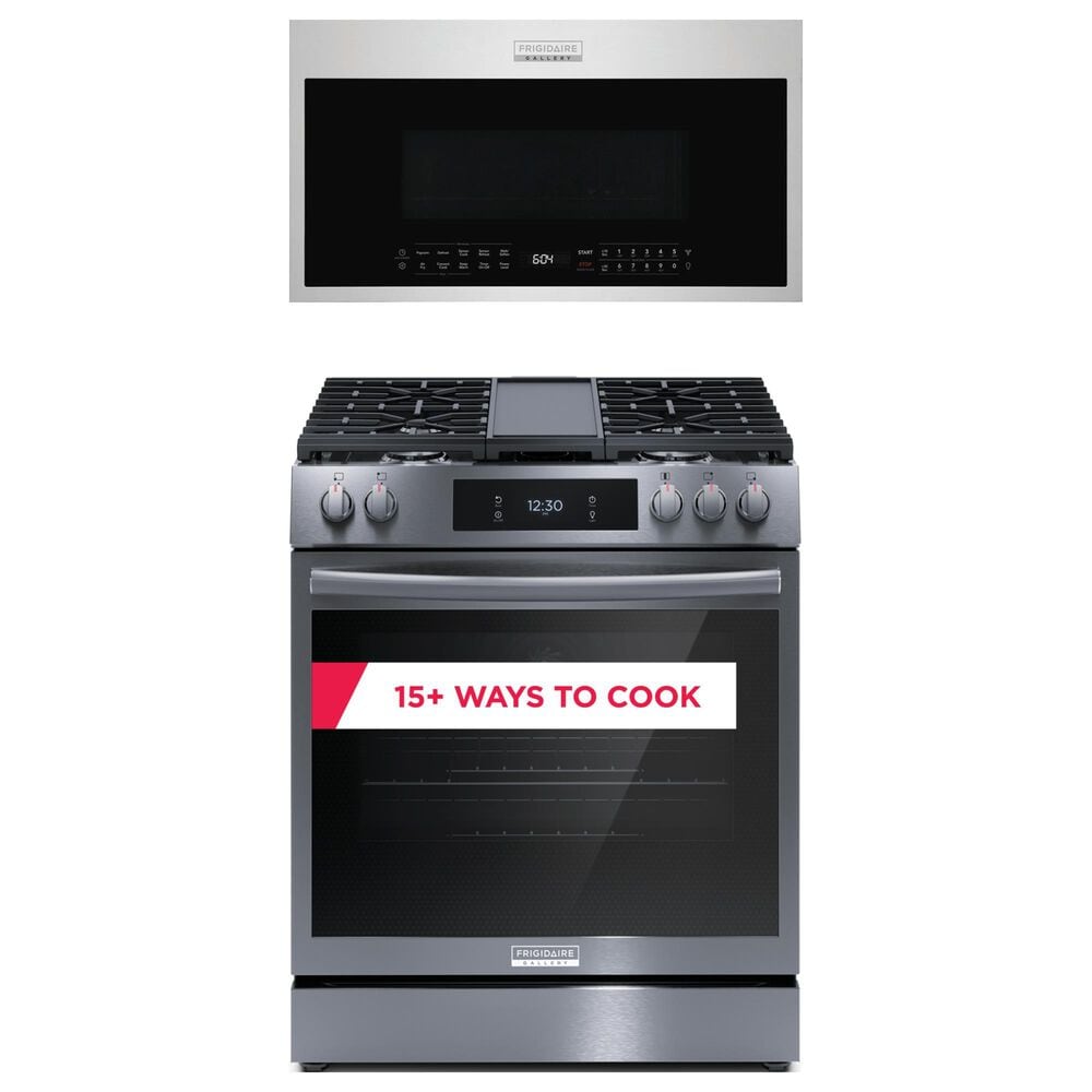 Frigidaire Gallery 2-Piece Kitchen Package with Black Stainless Steel 6 Cu. Ft. Gas Range and Stainless Steel 1.9 Cu. Ft. Microwave, , large