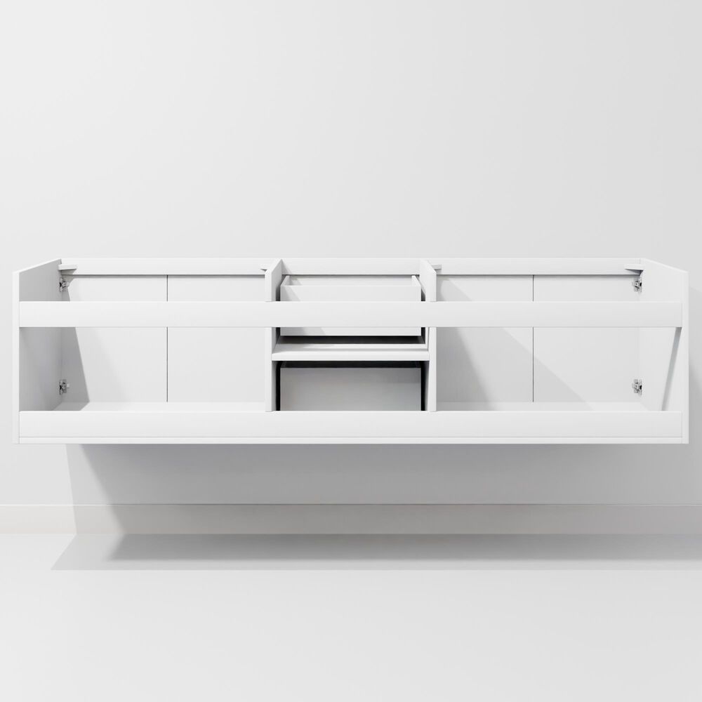Lexora Home Geneva 72&quot; Double Bathroom Vanity in Glossy White with 2 cm White Carrara Marble Top and Rectangular Sinks, , large