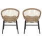 Hearth and Haven Edgar Outdoor Dining Chair with Beige Cushions in Brown (Set of 2), , large