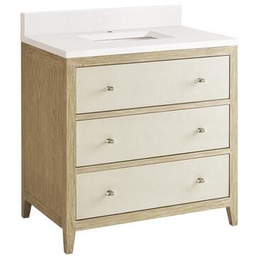 James Martin Vanities Celeste 36" Single Vanity in Sun-washed Oak with Embossed Shagreen and with Single Hole 3 cm White Zeus Quartz Top & Backsplash, , large