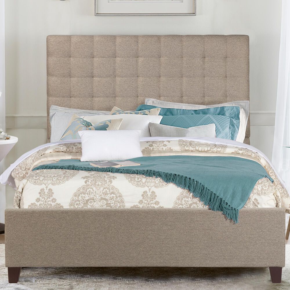 Richlands Furniture Bergen King Upholstered Bed in Natural Herringbone, , large