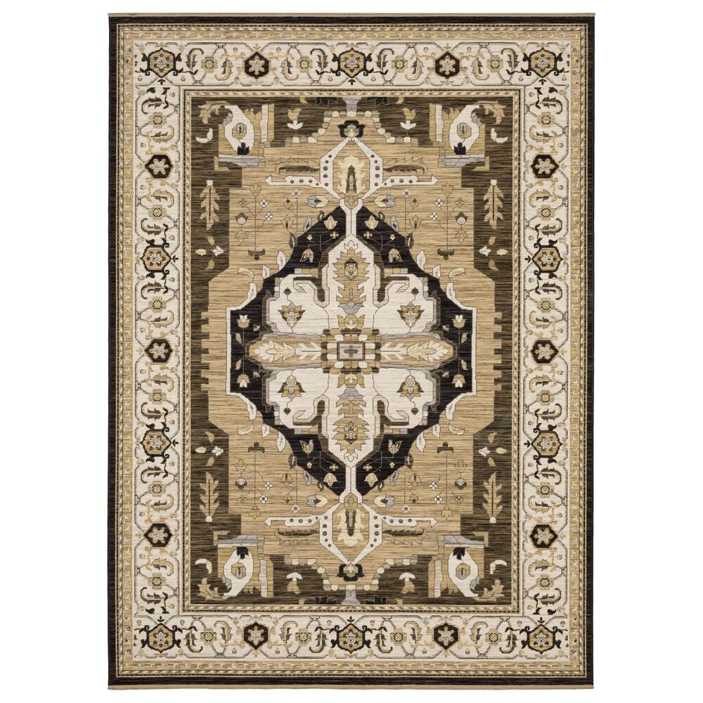 Oriental Weavers Acacia ACA08 Tan and Black 2"6" x 10" Runner, , large
