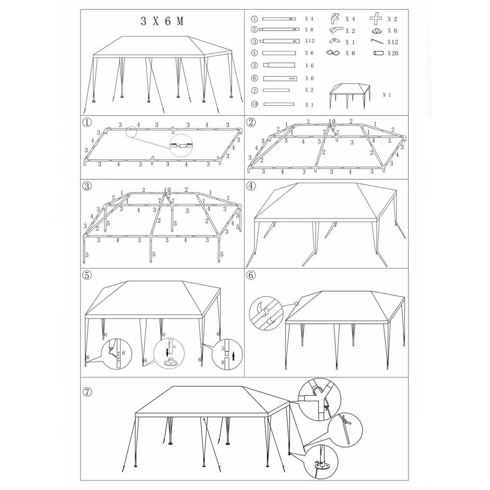 HOMLUX 10' x 20' Outdoor Canopy Gazebo for Party in White, , large