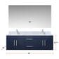 Lexora Home Geneva 60" Double Bathroom Vanity in Navy Blue with 2 cm White Quartz Top and Rectangular Sinks, , large