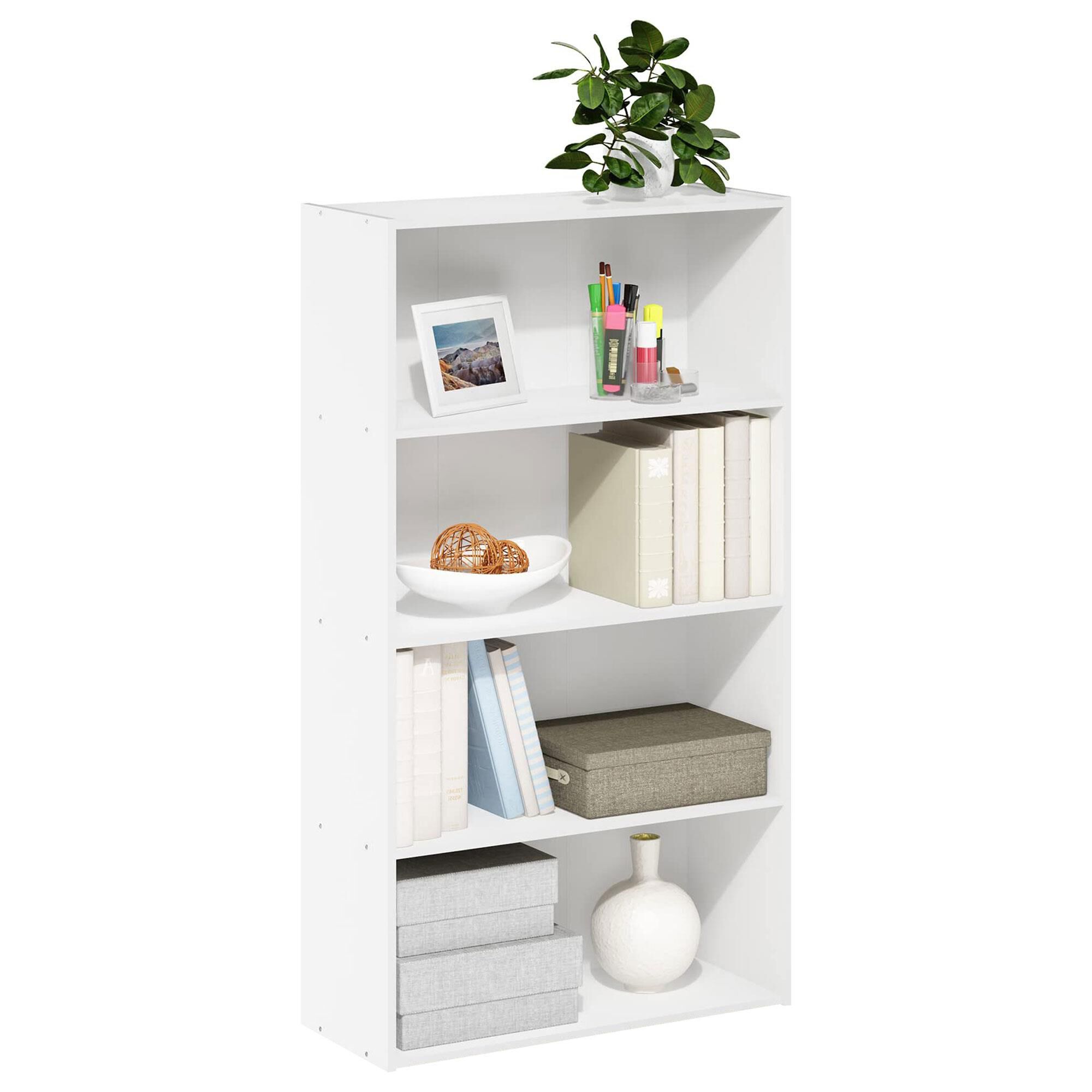 HOMLUX 4-Tier Open Shelf Bookcase in White