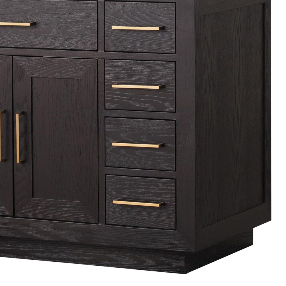 Lexora Home Abbey 48&quot; Single Bathroom Vanity in Black Oak with 2 cm White Quartz Top and Rectangular Sink, , large