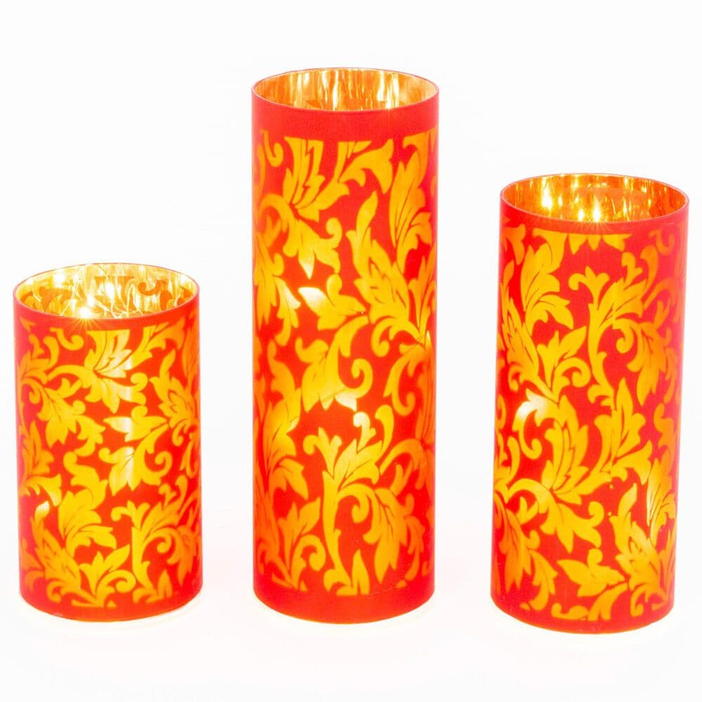 The Gerson Company 3-Piece Lighted Glass Luminarie Set in Red, , large