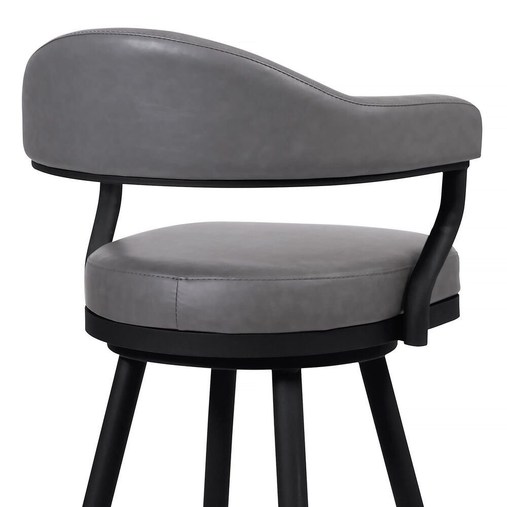 Blue River Amador 26&quot; Counter Stool with Vintage Gray Cushion in Black Powder Coated, , large