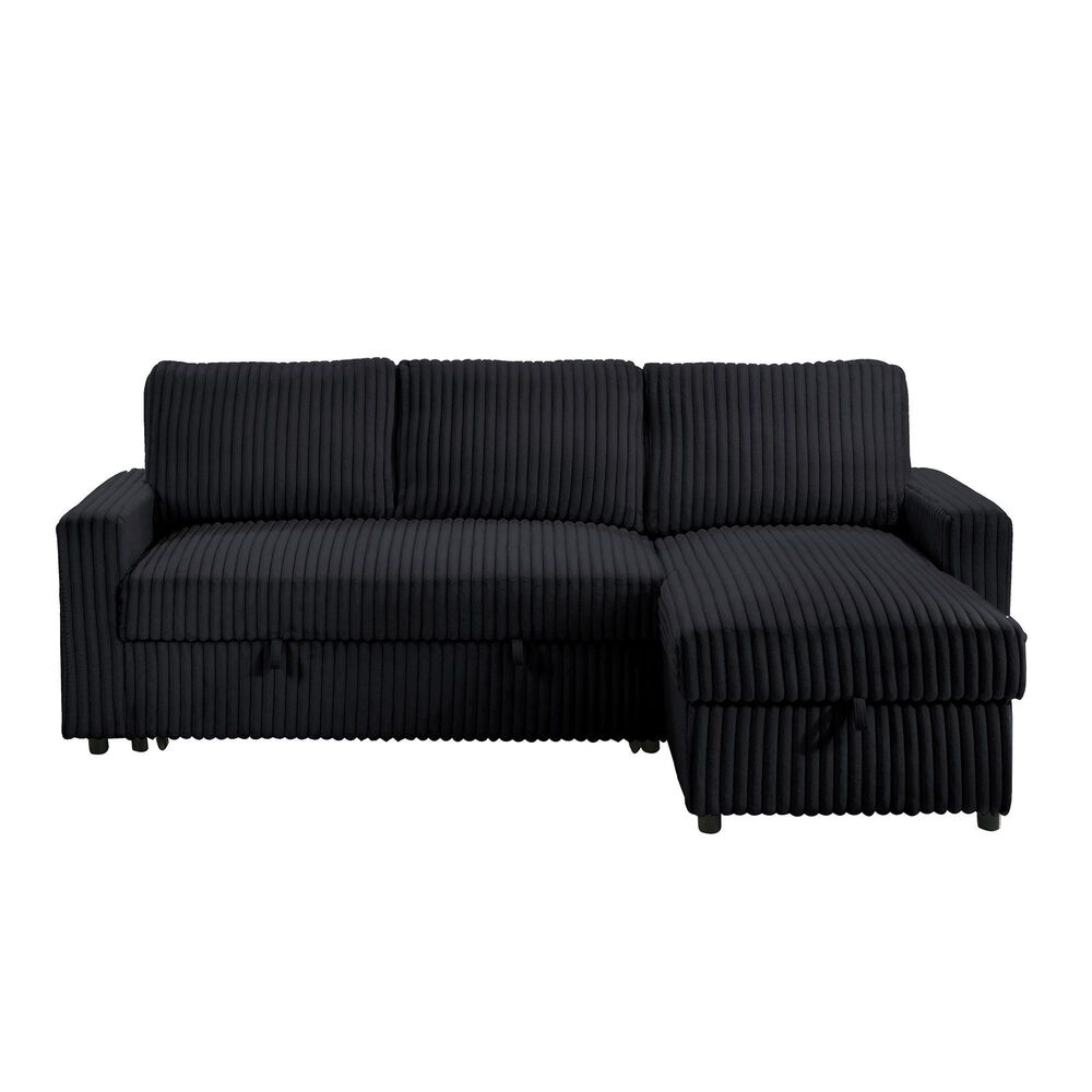 Titanic Furniture Jayla 2-Piece Sleeper Sectional Right Facing Chaise in Black, , large