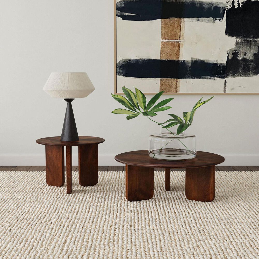 Pacific Landing Dale Round End Table in Brown, , large