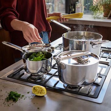 Joseph Joseph Space Steel 3-Piece Saucepan Set with Folding Handle in Stainless Steel, , large